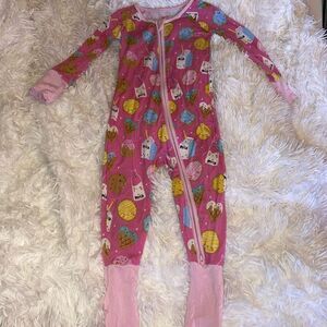 Little Sleepies Milk & Cookies Pink Kids One Piece Pajamas